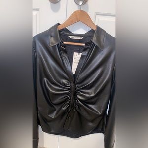 Zara Faux Leather Top